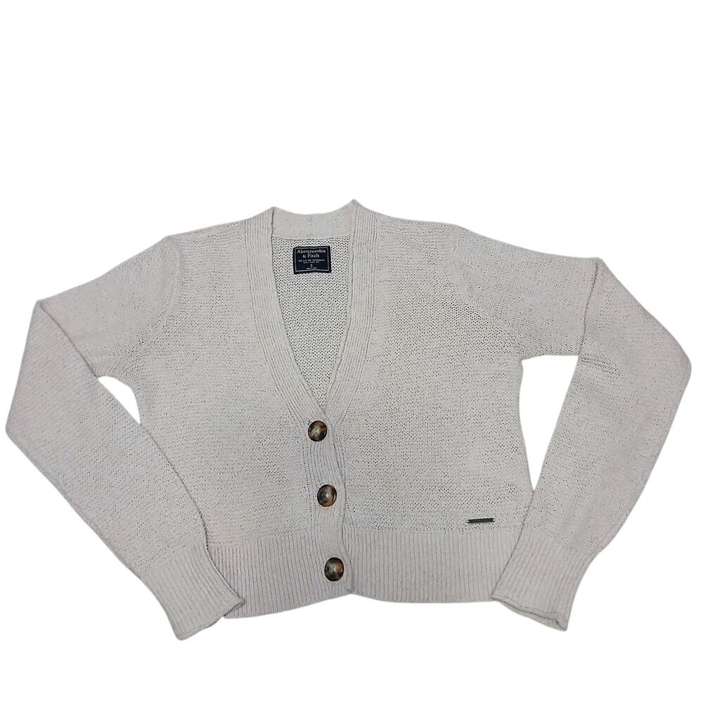 Abercrombie & Fitch Cropped‎ Cardigan Sweater S Muted Pink Knit Button Front Y2K